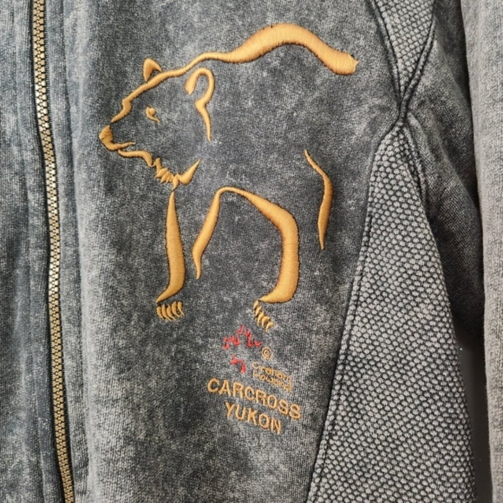 Vintage 90s Carcross Yukon Zip Sweatshirt Jacket 1990s Grunge Preppy Ski bear - Picture 3 of 11